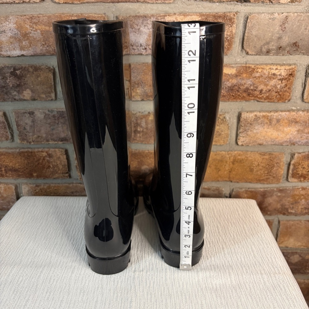 Time and Tru Glossy Black Women's Rain Boots - Picture 9 of 12